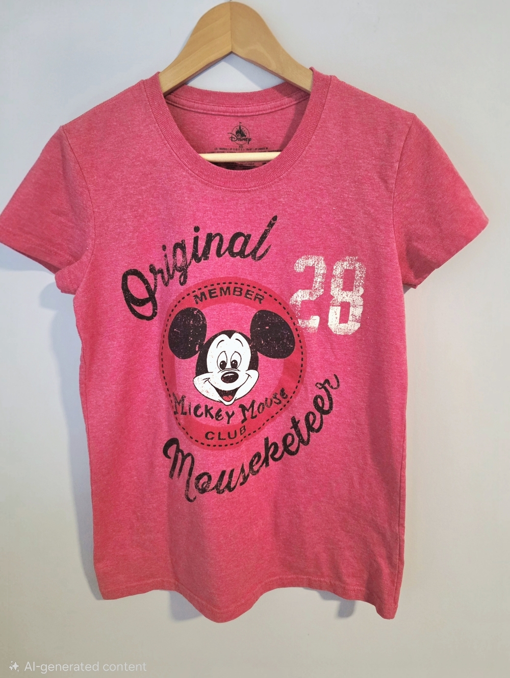 Disney Pink Mickey Mouse Graphic Tee with Vintage Club Print